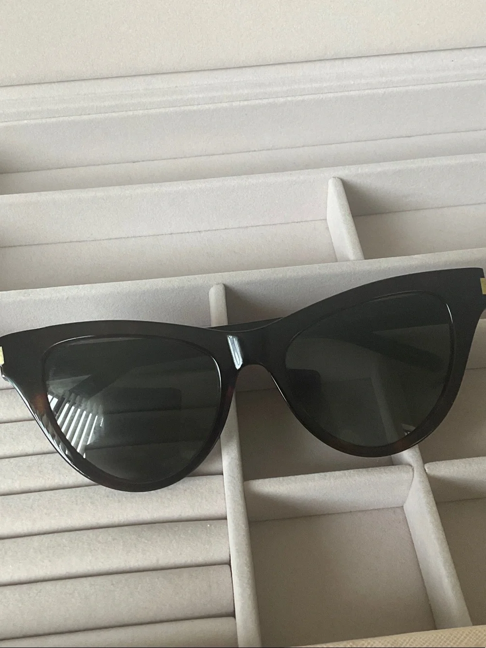 Saint Laurent Tortoiseshell Cat-Eye Sunglasses with Brown Lenses
